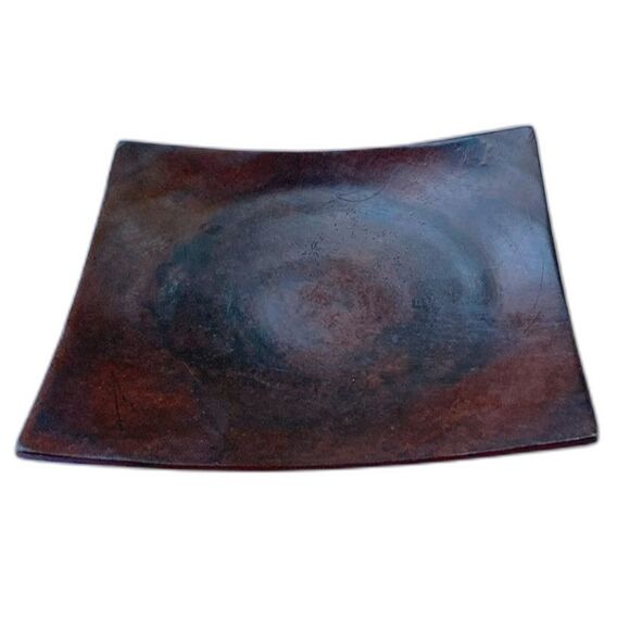 CRATE and BARREL Candle Plate KOBE Brown Metal 4.75 inch Square - Picture 3 of 6